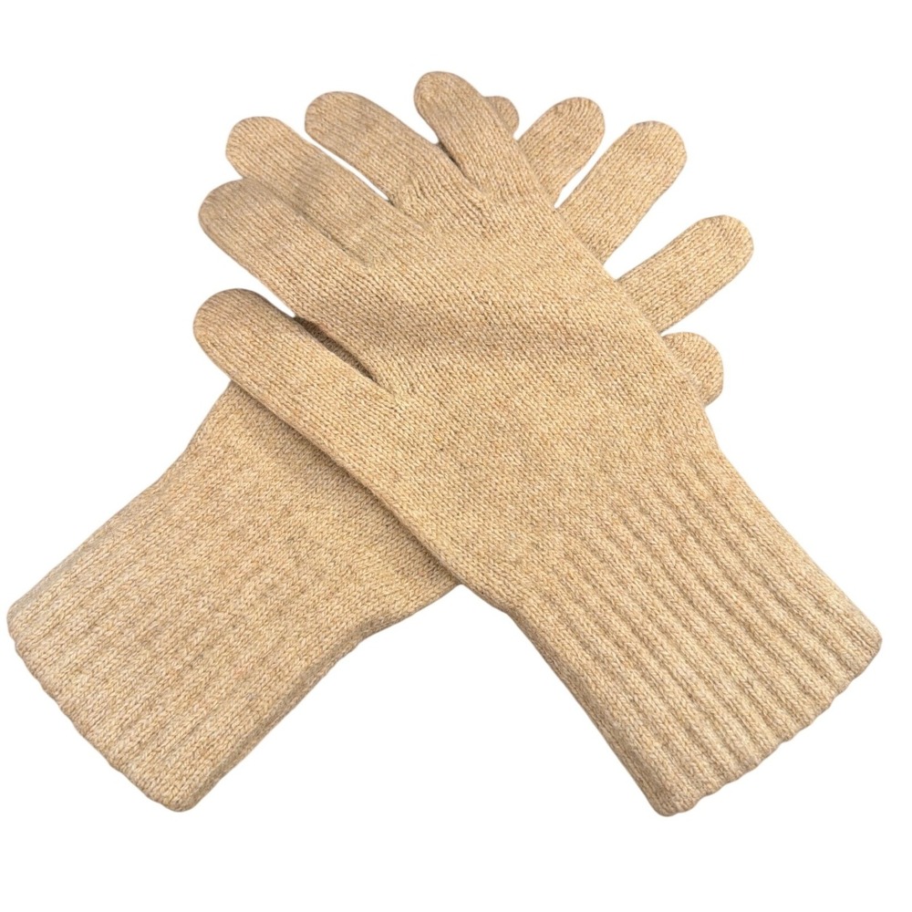 Vintage Unbranded Knit Gloves Tan Oatmeal Neutral Minimalist Cozy Winterwear